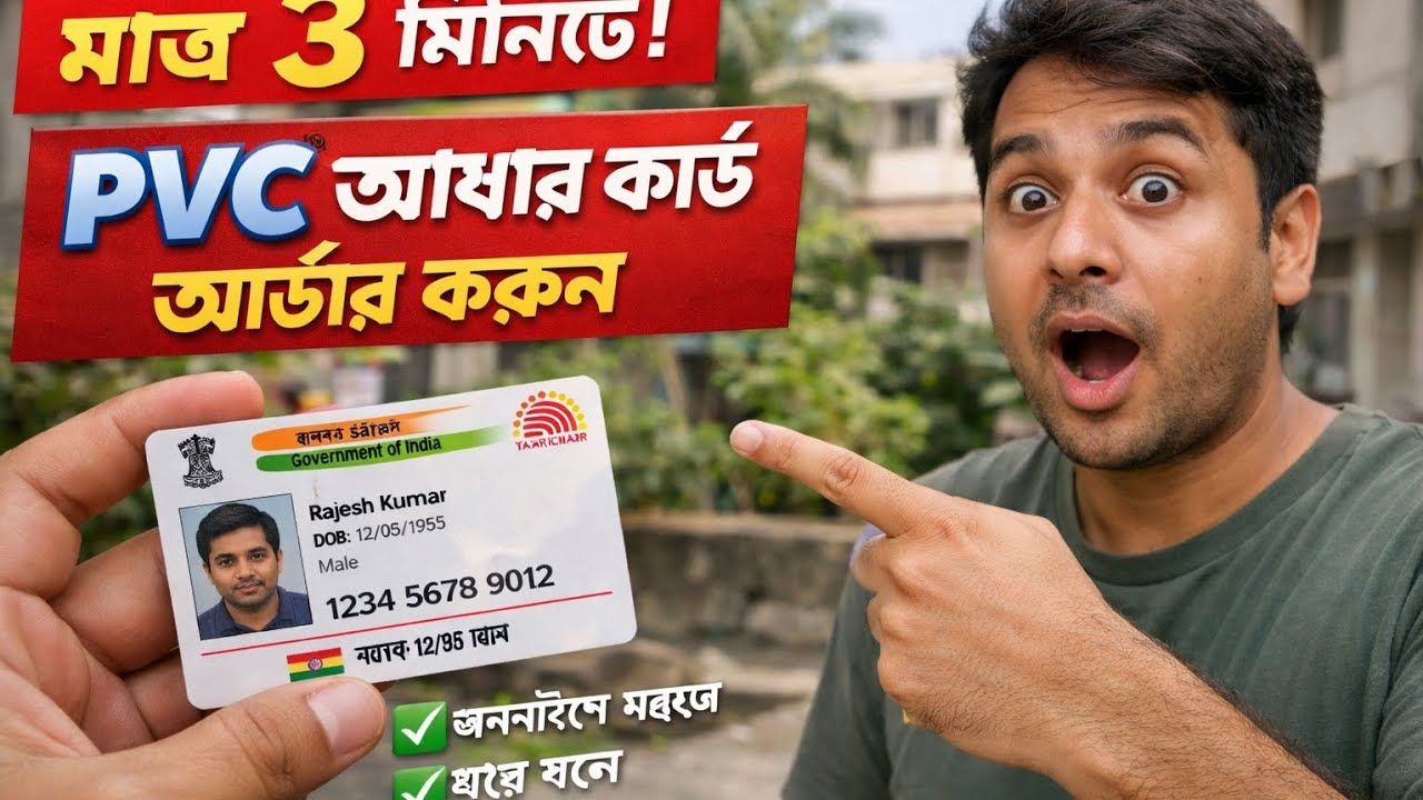 মাত্র ৩ মিনিটে PVC আধার কার্ড অর্ডার করুন 🔥 | ঘরে বসে অনলাইনে নতুন Aadhaar PVC Card Apply করুন