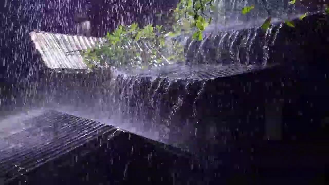 Instant Stress Relief 🌧️ Night Rainstorm on Tin Roof