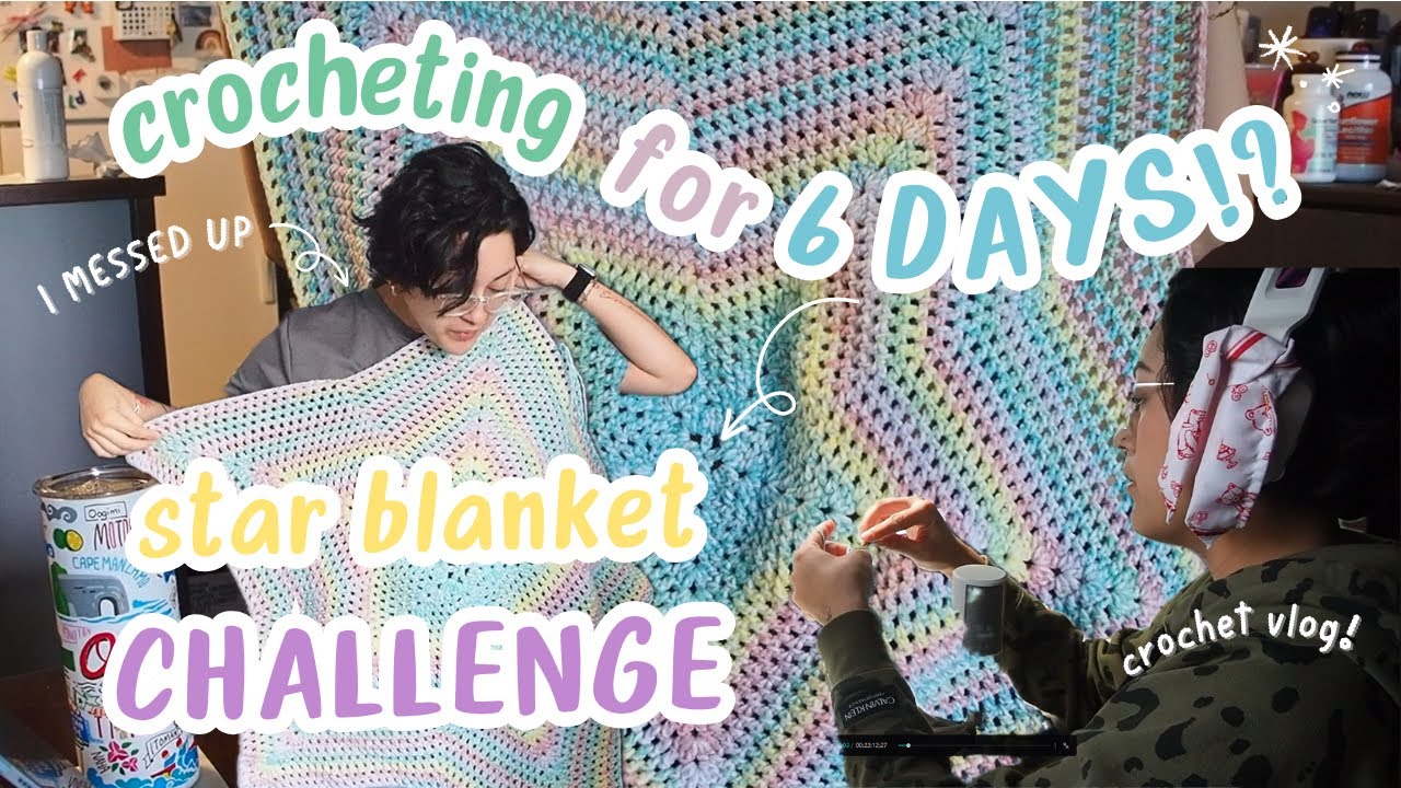 Attempting the 6-day blanket crochet CHALLENGE! / #crochetvlog🧶⭐️ / crochet with me trends 2024!
