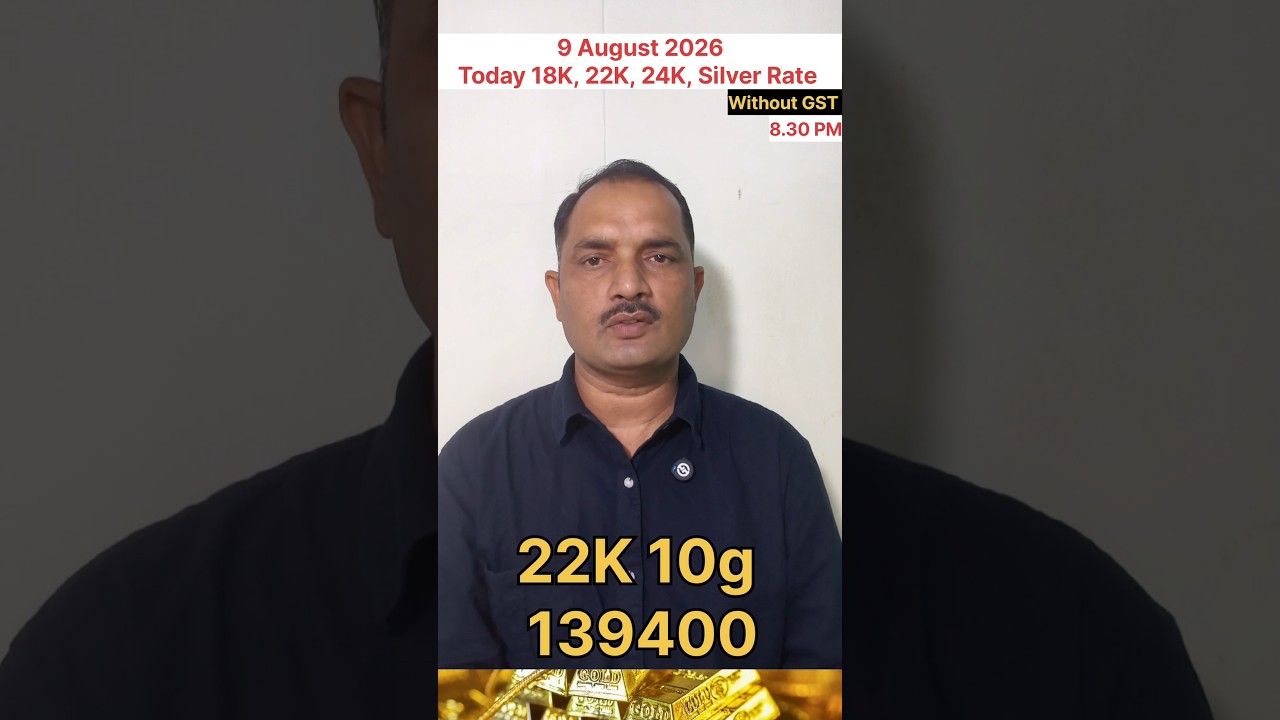 August 9, 2026: Today's 18K, 22K, 24K Gold and Silver Rates in India #gold #silver #goldratetoday...