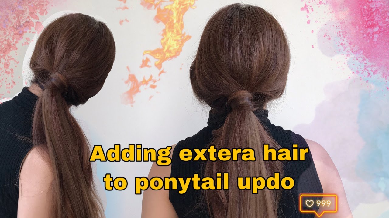 How To: Adding extra hair (Extension) to ponytail updo /دم اسبی با موی اضافه