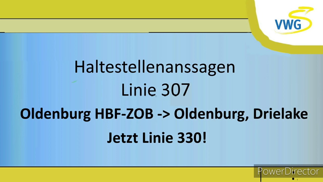Haltestellenansagen Alte Linie 307 der VWG Oldenburg (jetzt Linie 330).