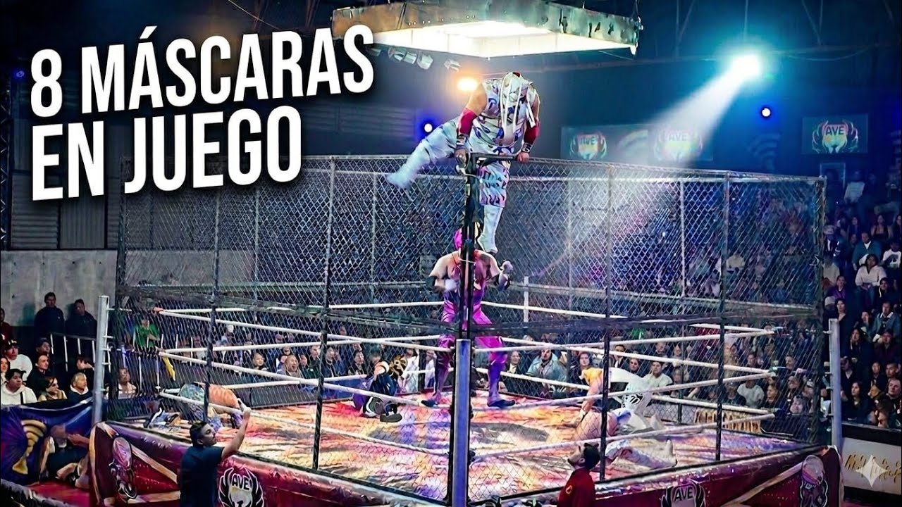 Lucha en jaula con 8 m&aacute;scaras en juego *Producciones AVE*