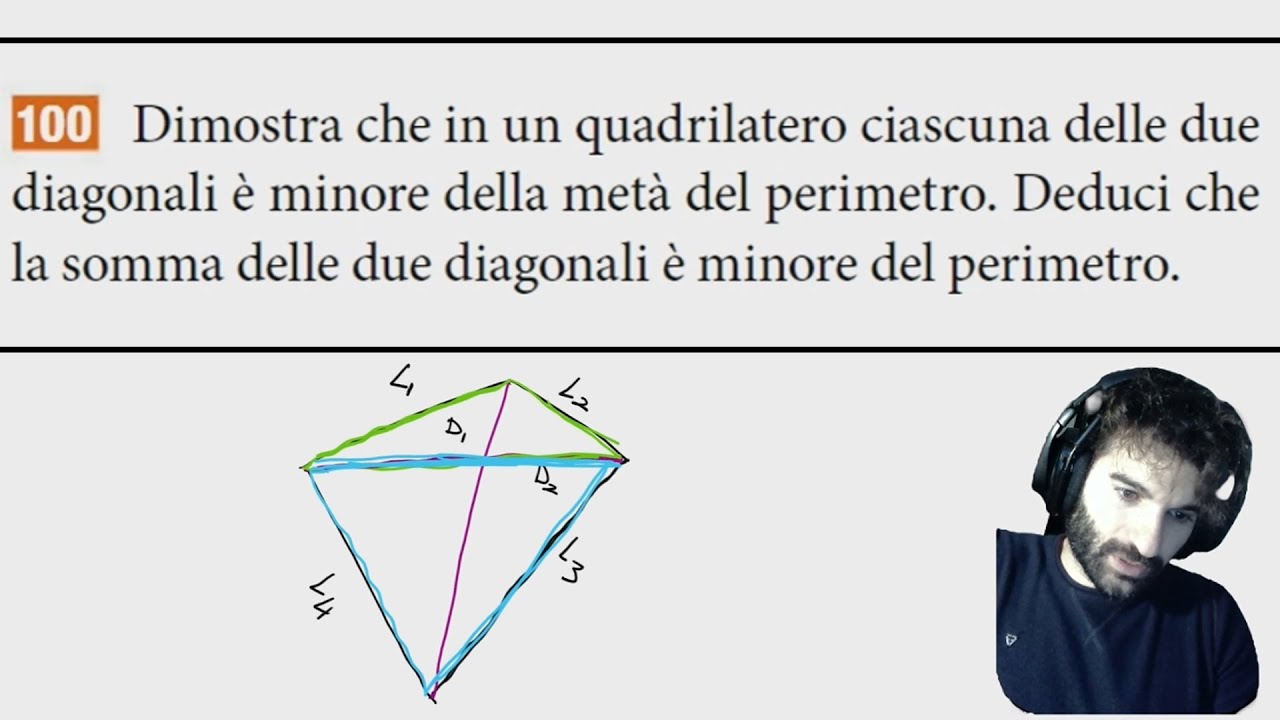 In un QUADRILATERO le DIAGONALI sono minori della metà del PERIMETRO - Ripetizioni di Matematica
