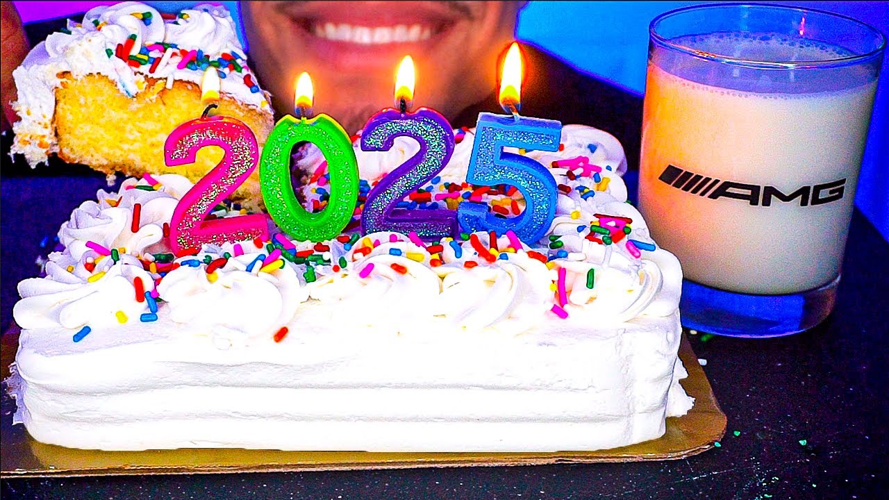 HAPPY NEW YEAR 2025 JERRY ASMR EATING CAKE WITH MILK MUKBANG SOFT EATING MOUTH SOUNDS TINGLES