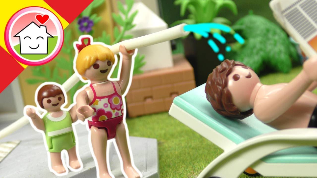 Playmobil en español Juegos acuáticos: Anna y Lena contra papá - La Familia Hauser
