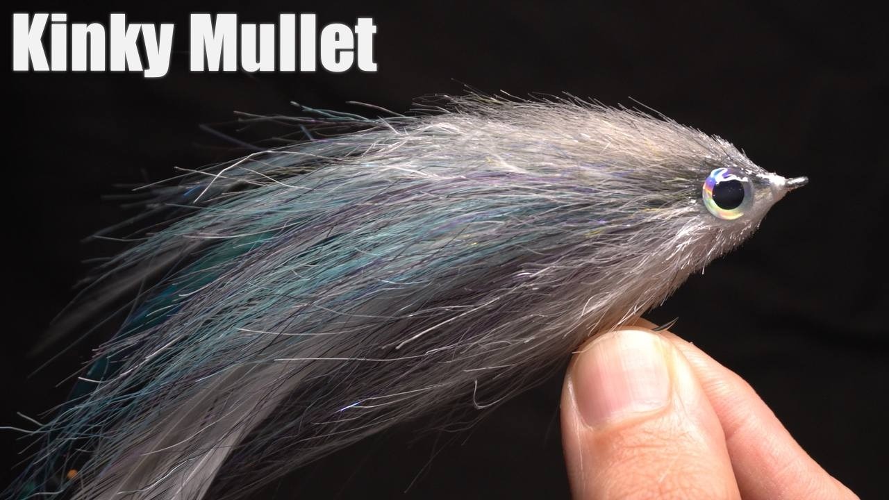 Tying A Mullet Kinky Muddler Using Squimpish Hair For Striped Bass & Other Game Fish.
