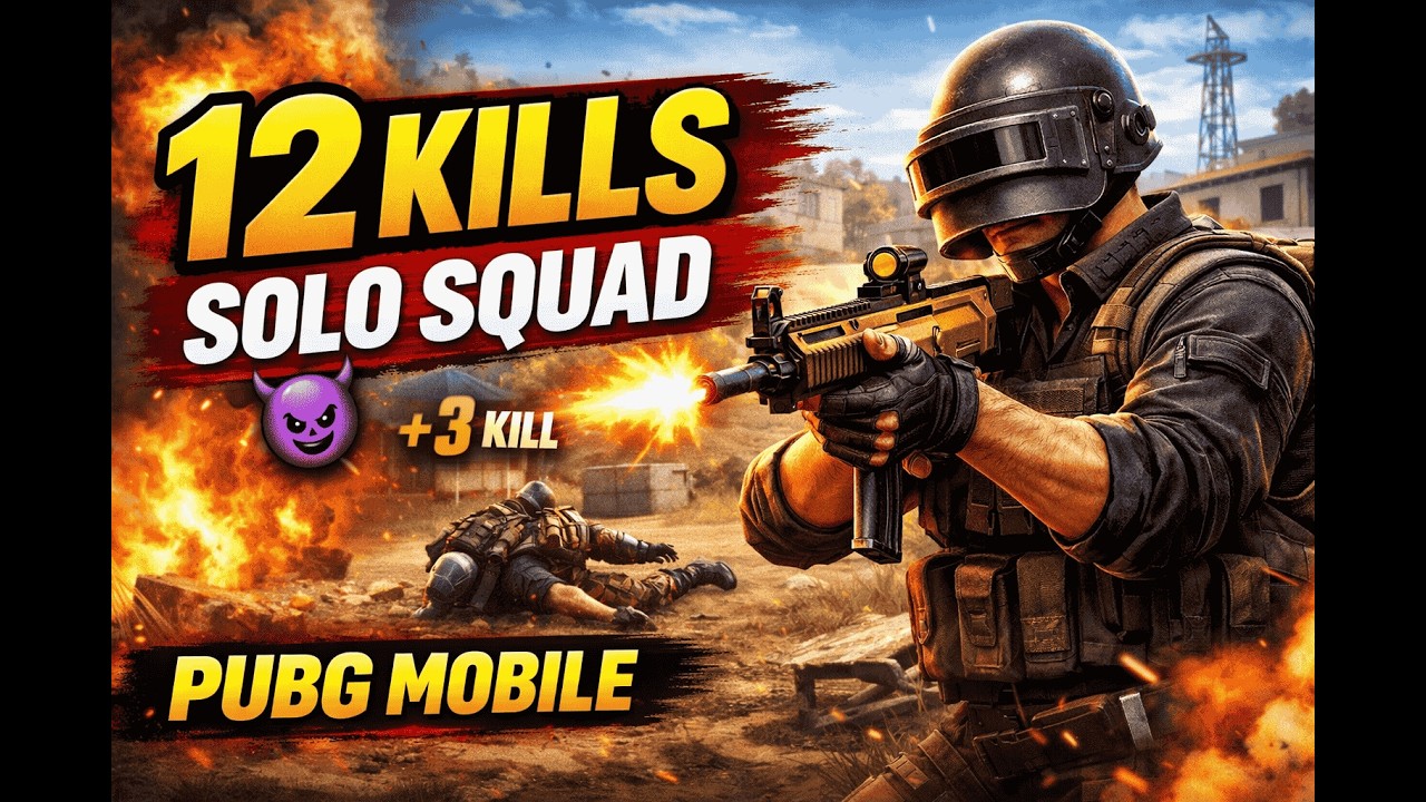 12 Kills Solo Squad Domination 😈 | PUBG Mobile High Kill Gameplay