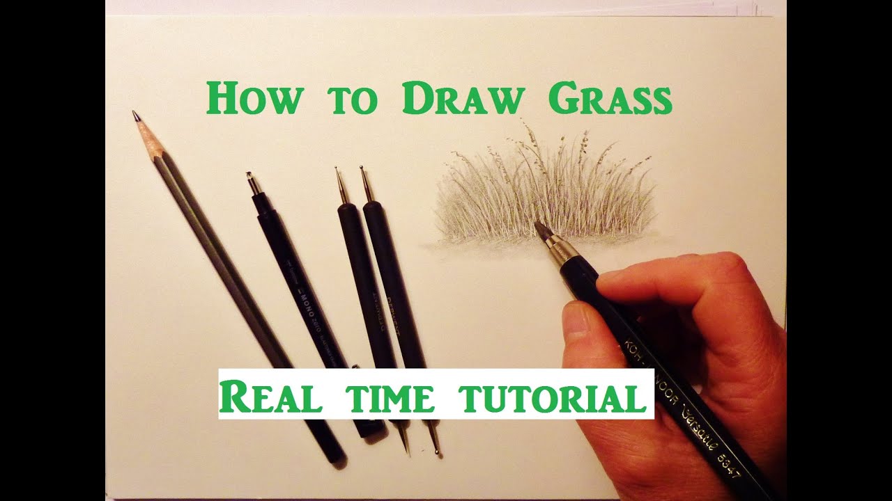How To Draw Grass, Pencil Drawing Tutorial, Graphite Pencil Drawing Tips
