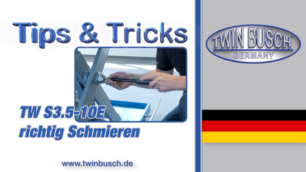 Schmieren einer TW S3.5-10 E Scherenhebeb&uuml;hne von TWIN BUSCH&reg;