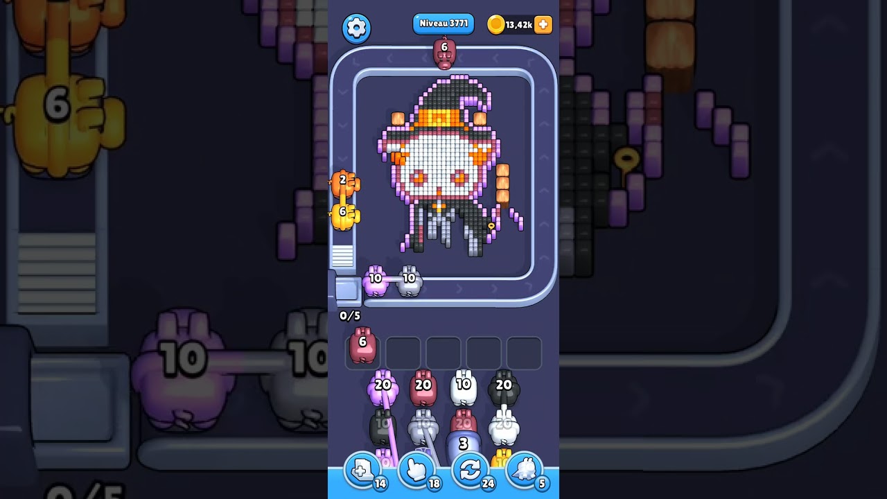 Pixel Flow Level 3771 - The one with the cat dressed as a witch 