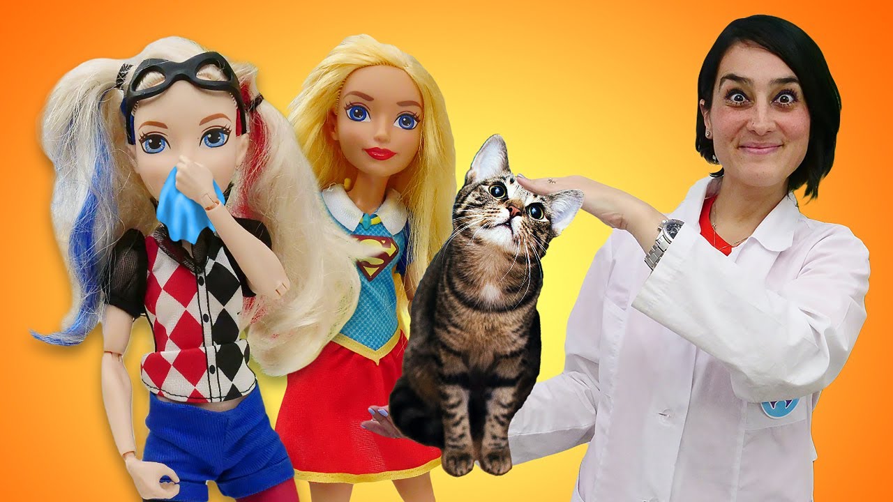 Tanti problemi per un gatto! Le bambole dalla dottoressa Ahia. Giochi del dottore per bambini