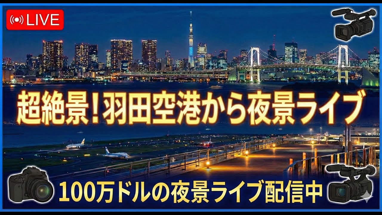 ⚠️羽田空港から絶景夜景生中継♪