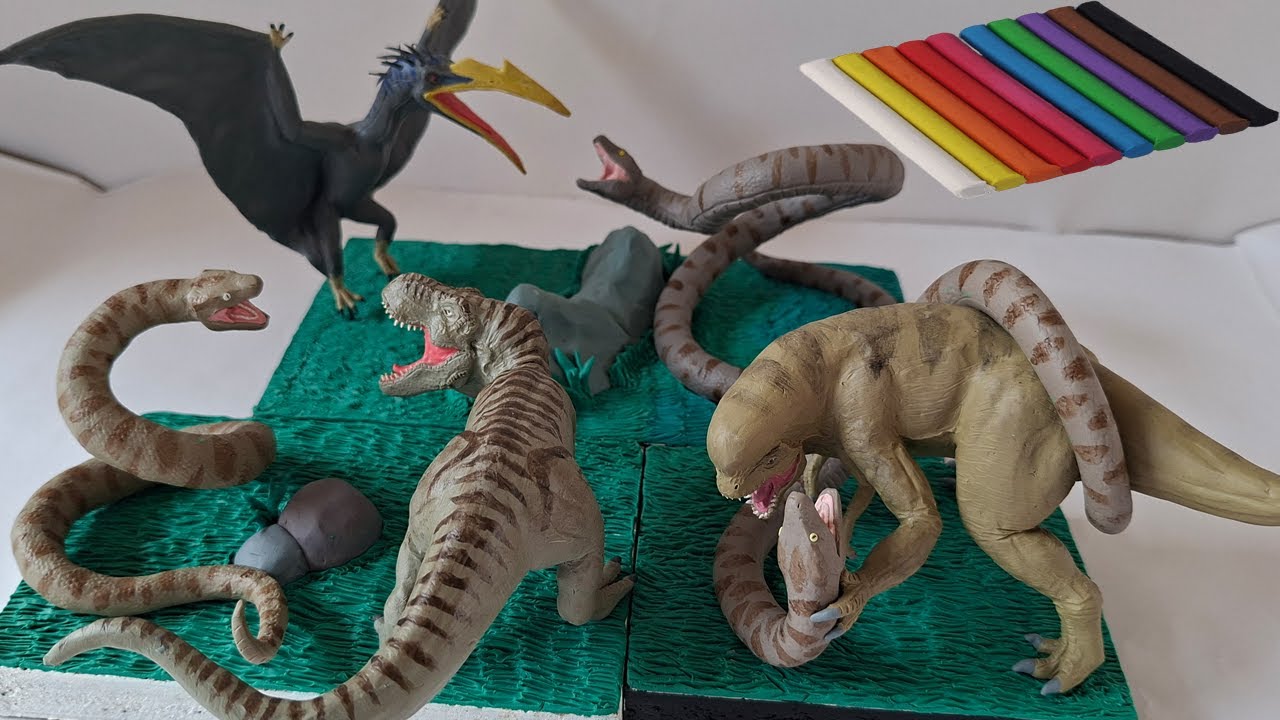 D-REX, T-REX, QUETZALCOATLUS, TITANOBOA. Глина/ПЛАСТИЛИНА.