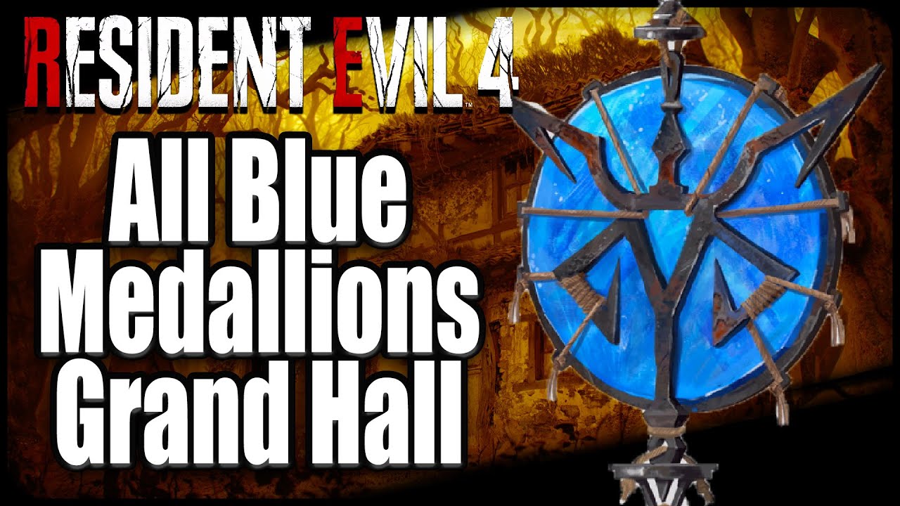 All Blue Medallions in Grand Hall Resident Evil 4 Remake