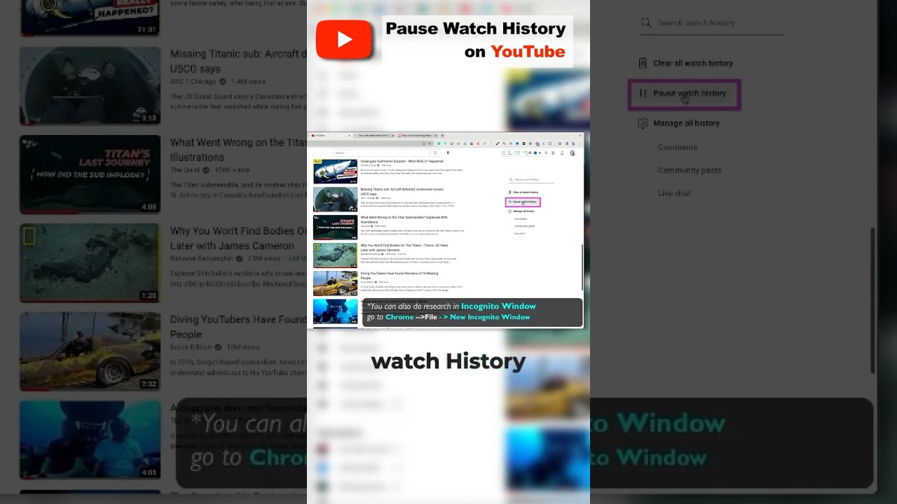 Pause Your YouTube Watch History Short