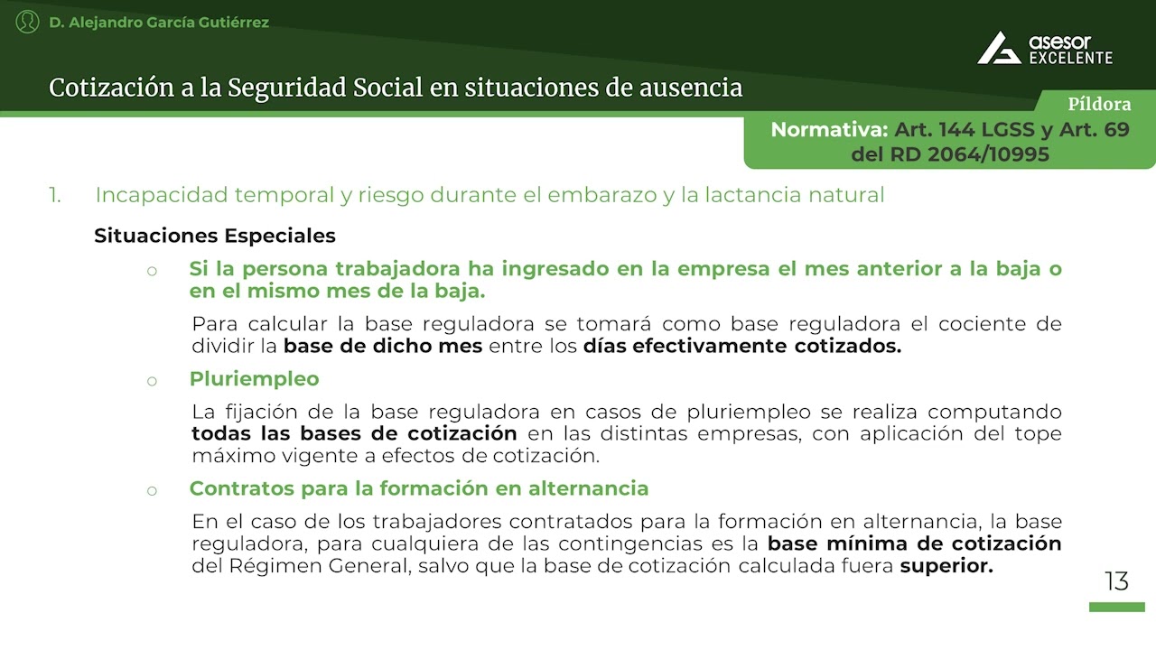 Píldora de Laboral: Curso Cotización a la Seguridad Social en situaciones de ausencia