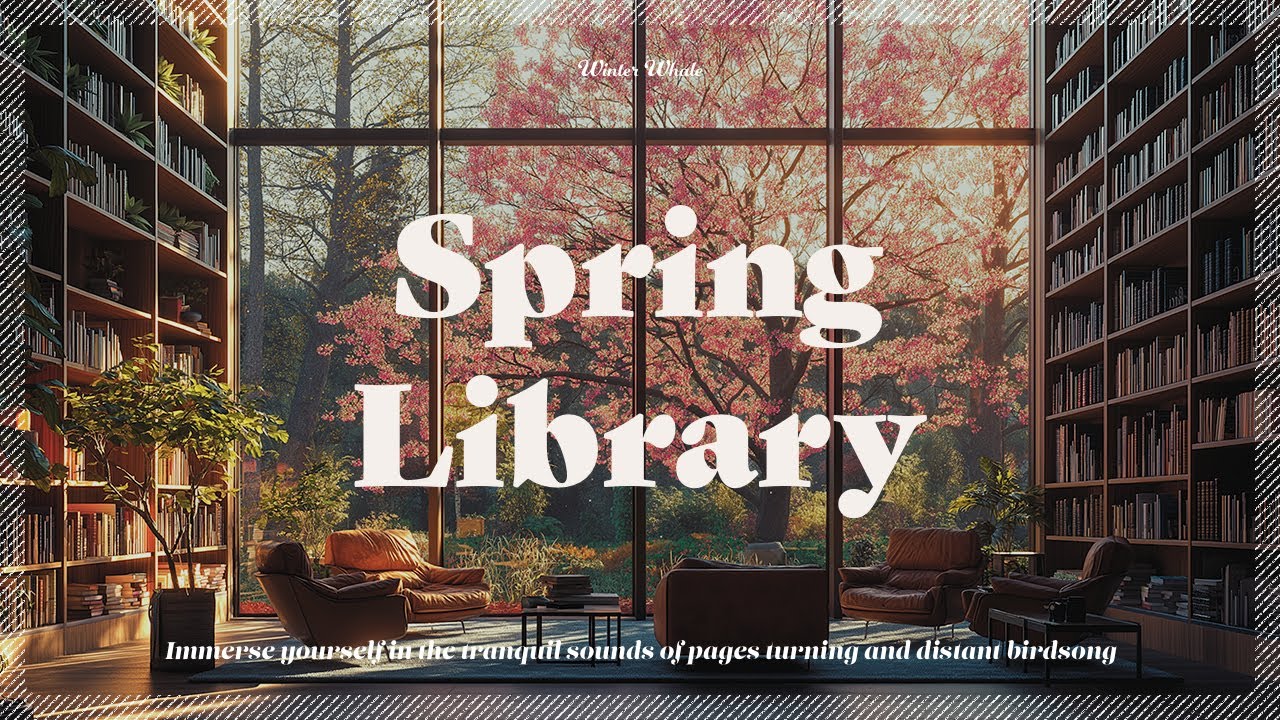 Escape to the Spring Library | Tranquil Reading Ambience with Birdsong | 도서관 ASMR