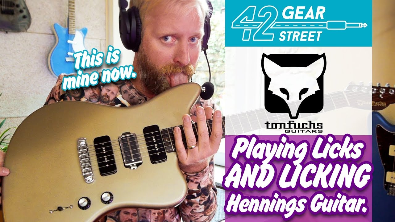 Playing licks (and licking) Hennings personal Tonfuchs Bulldog Guitar at 42 Gear Street - #42gsone