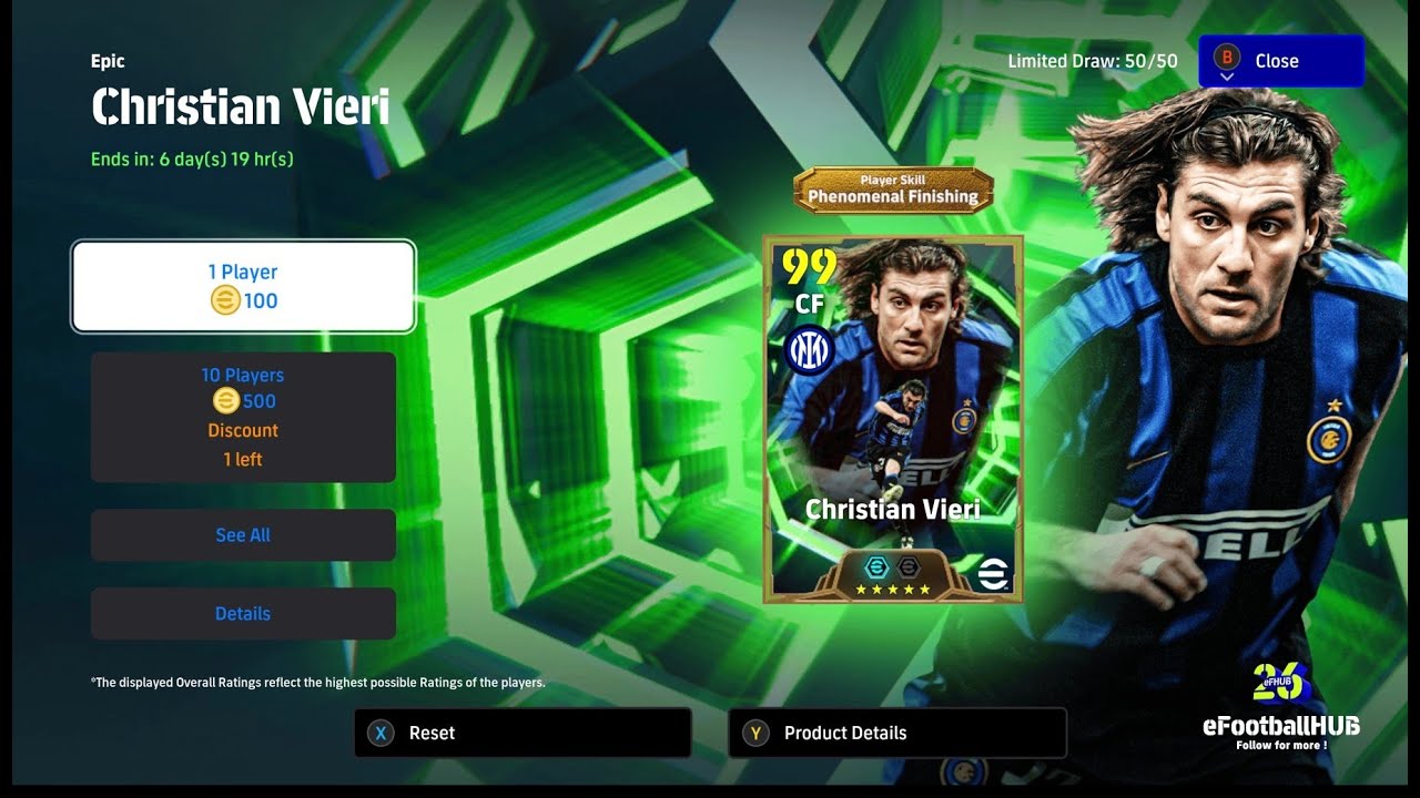 NEW EPIC VIERI in eFootball 26 Mobile