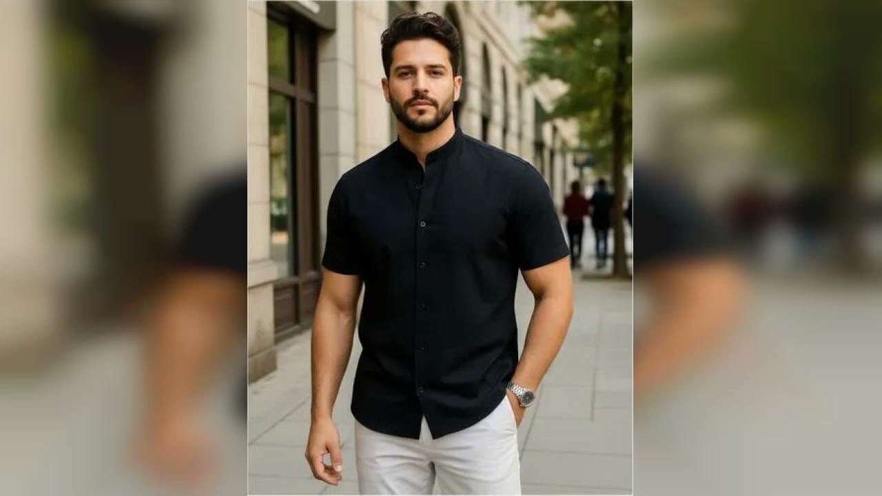 Resenha: Camisa Social Masculina Gola Padre Manga Curta Slim Fit