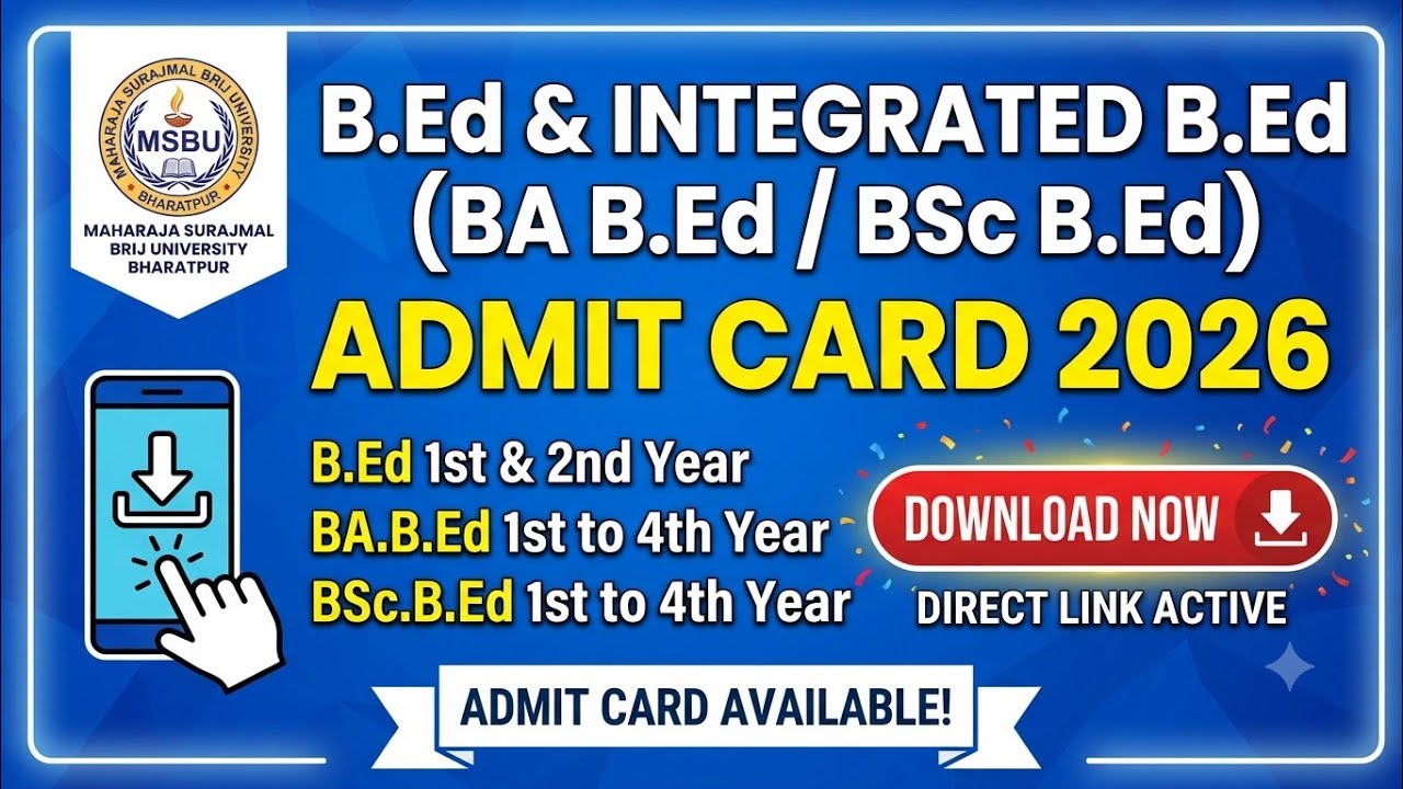 Msbu Bed Exam Date 2026 || Bed Exam Kab Honge | Msbu Admit Card 2026 | BrijUniversity Bed Exam Date