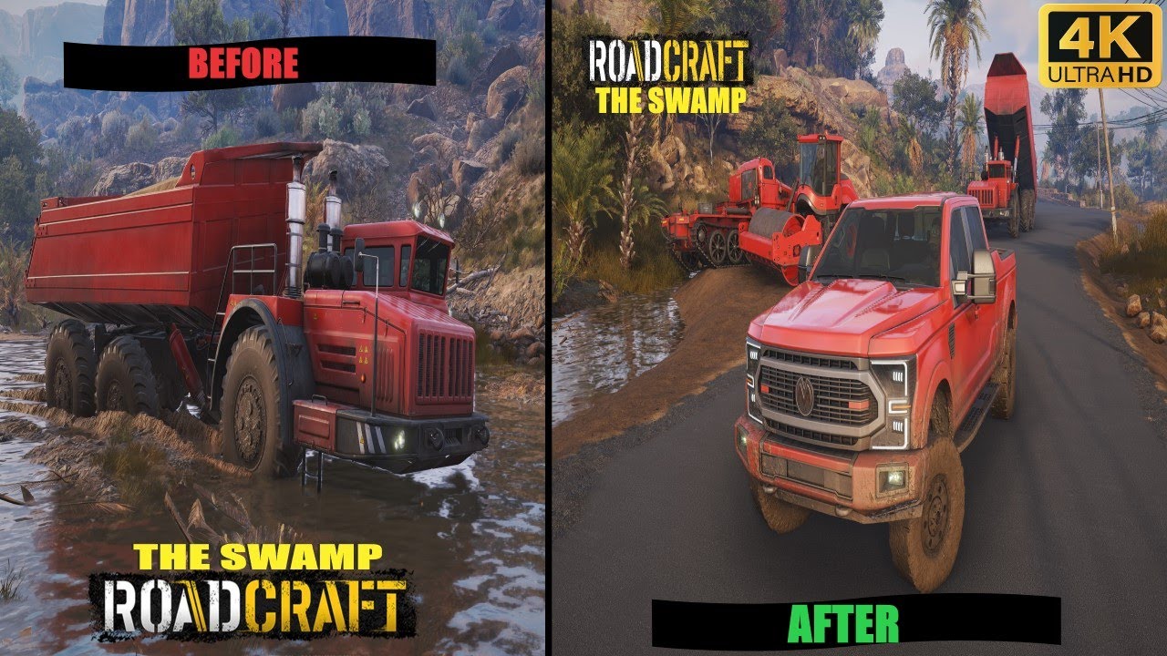 Building Road Over The Swamp (4K) RoadCraft