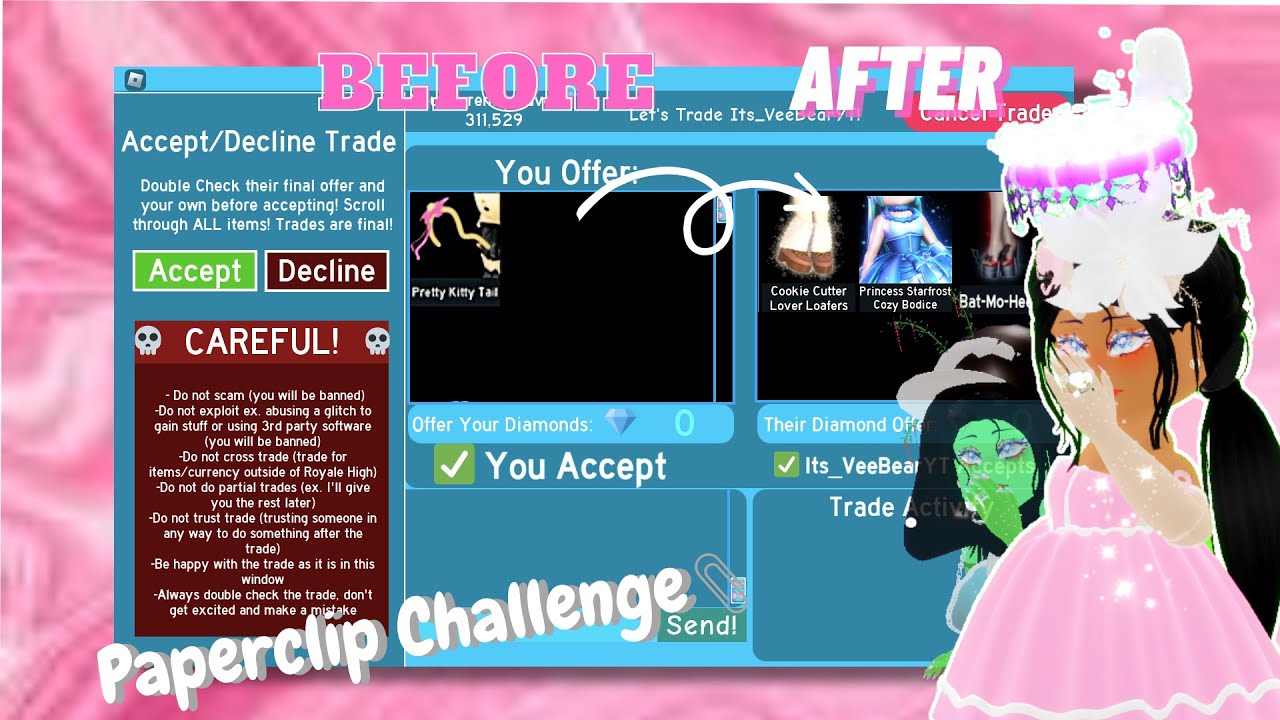 I tried the PAPERCLIP challenge ANONYMOUSLY in royale High