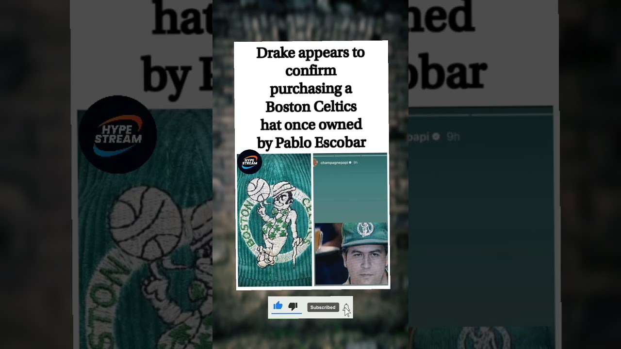 Drake appears to buy Pablo Escobar&rsquo;s Celtics hat. 🧢🏀 #pabloescobar #drake #noads