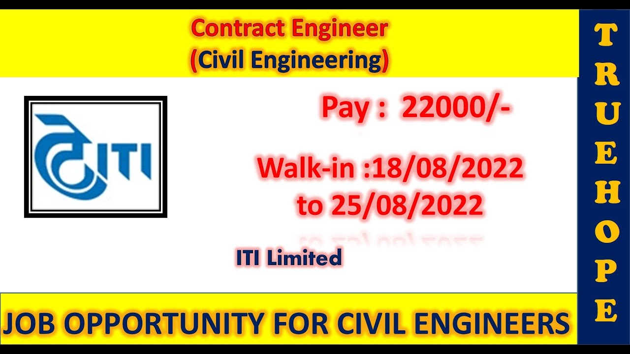 ITI Limited #contracting engineers #civilengineeringjobs #engineeringvacancy #25.8.22 #pay22000