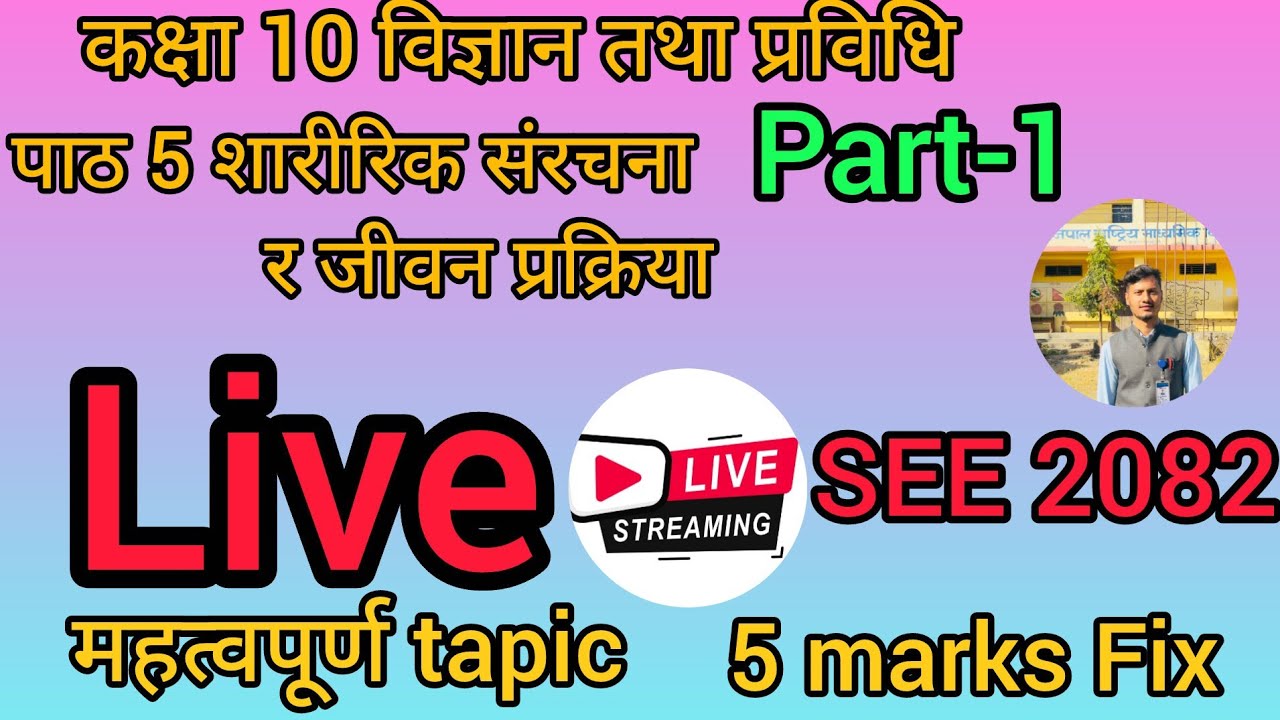 कक्षा १० पाठ पाँच। शारीरिक संरचना र जीवन प्रक्रिया