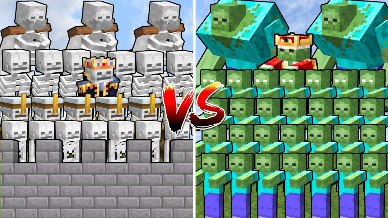 ZOMBIE ARMY vs SKELETON CASTLE | Minecraft Mob Battle
