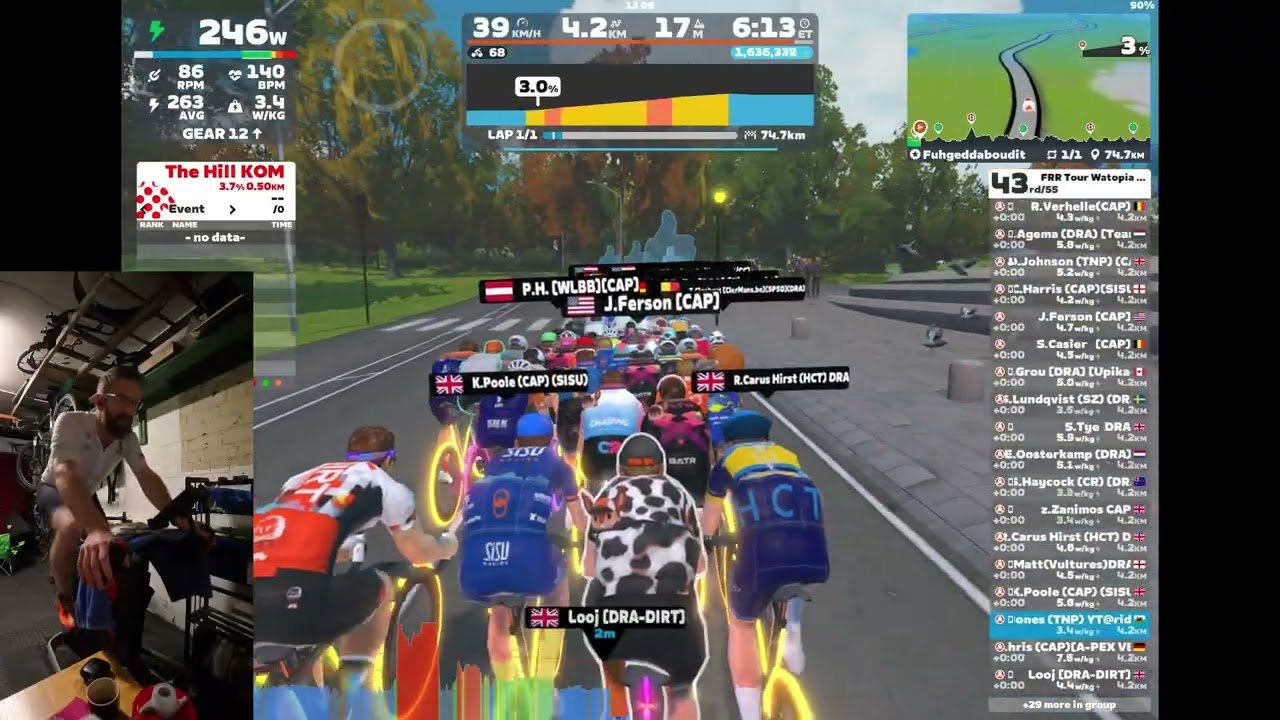 FRR Tour Watopia Stage 1 - Fuhgeddaboudit Full Gas Racing 🔥Big Hits + attacks - Zwift Race