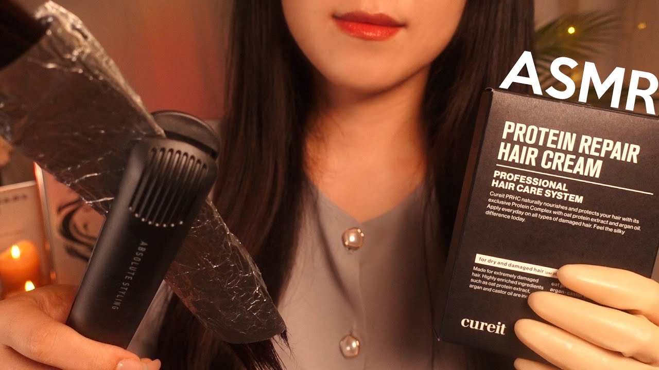 ASMR Special Heat Treatment for Damaged Hair♨ | Protein Repair Hair Care (No Talking)