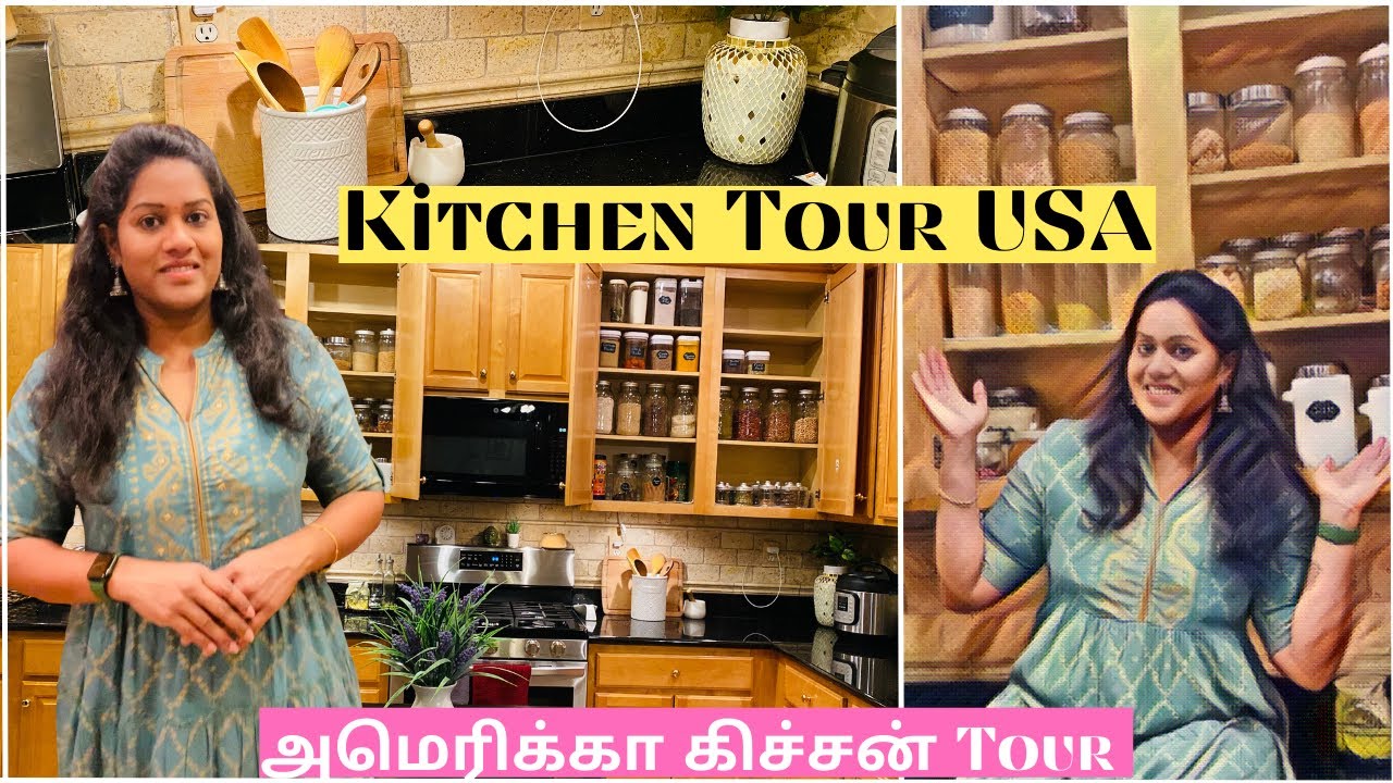 My Kitchen Tour 2022~Indian Kitchen Tour and Organization USA~Tamil Vlogs from USA~Kitchen Tour~4K