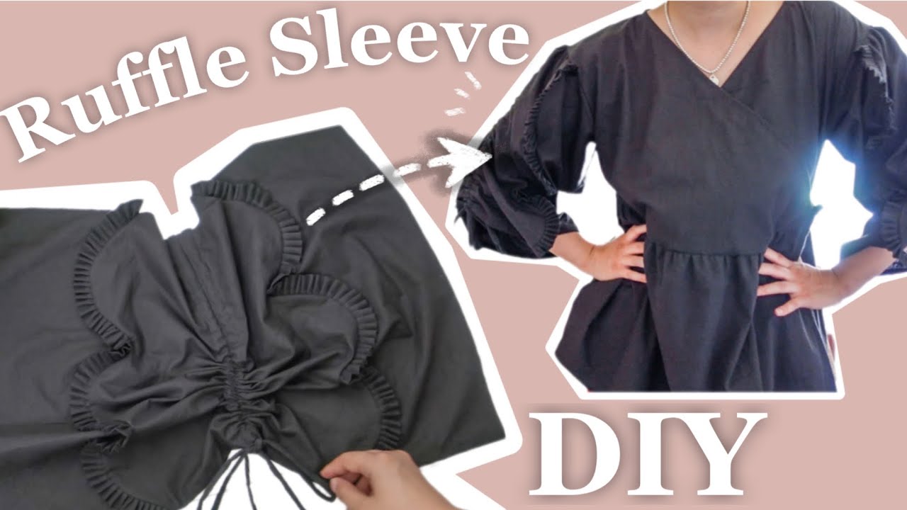 Wrap Blouse with Creative Pleated-Ruffle Sleeves 【No Pattern Method】Sewing DIY
