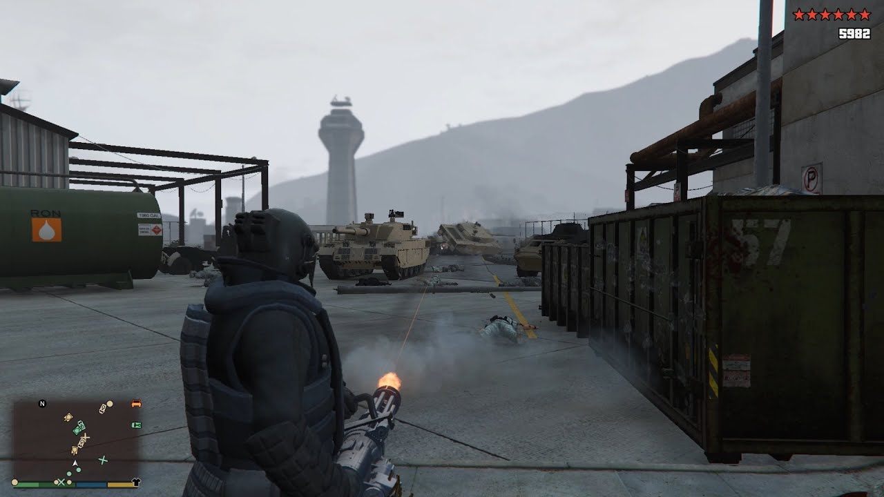 GTA V Fort Zancudo Military Base Rampage + Epic 10 Star Wanted Level Escape(RDE 4.0)