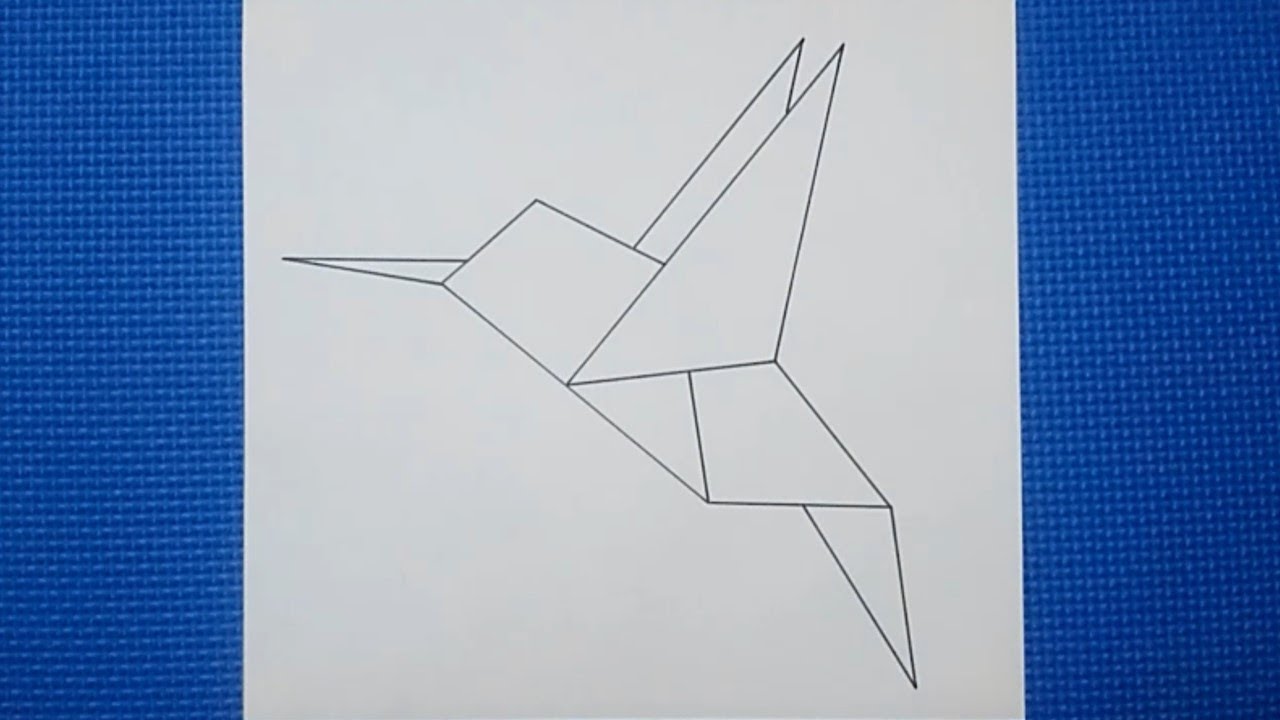 DIBUJO GEOMÉTRICO (COLIBRÍ) PINTADO CON LINEAS / FÁCIL DE HACER