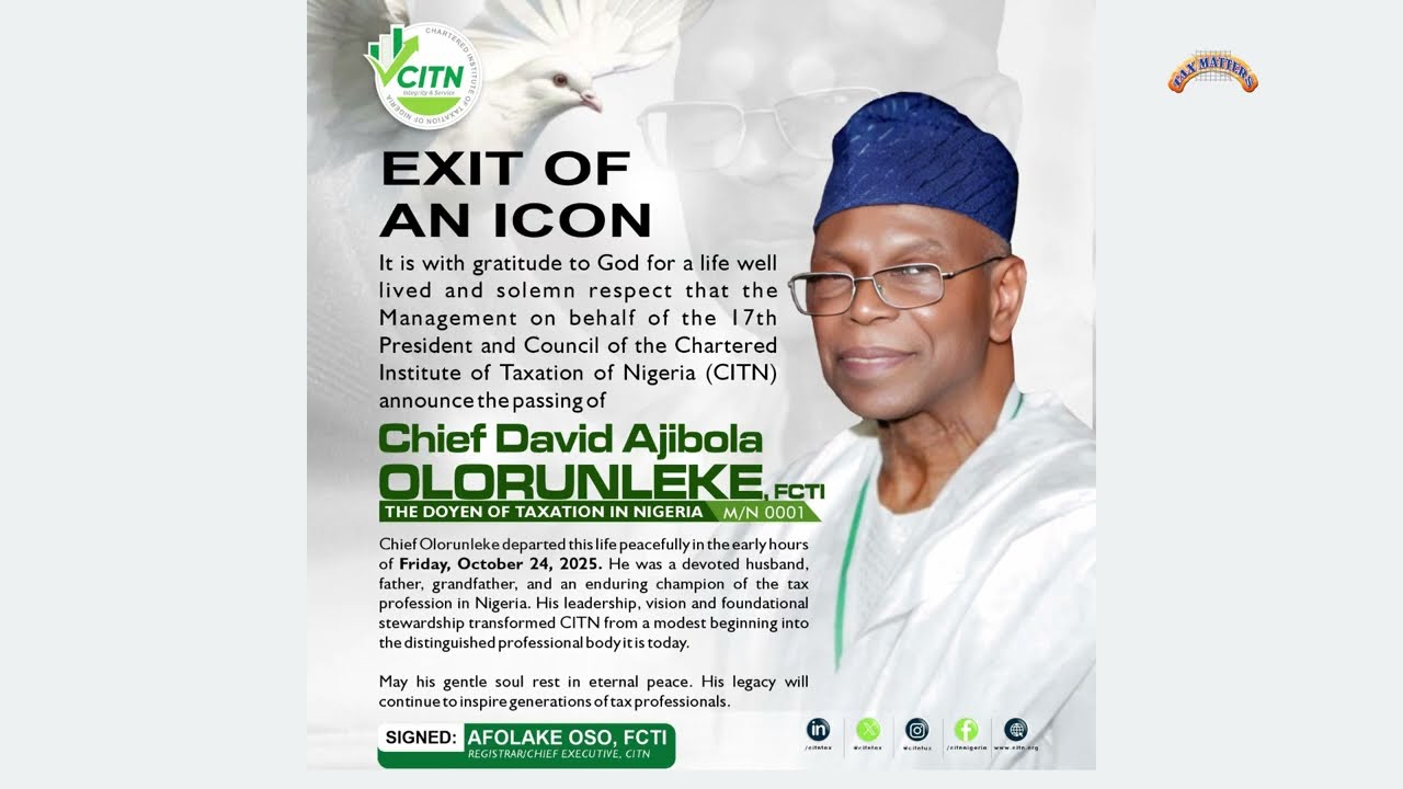 David Ajibola Olorunleke. Exit of a Legend. Sept.1938 - Oct. 2025