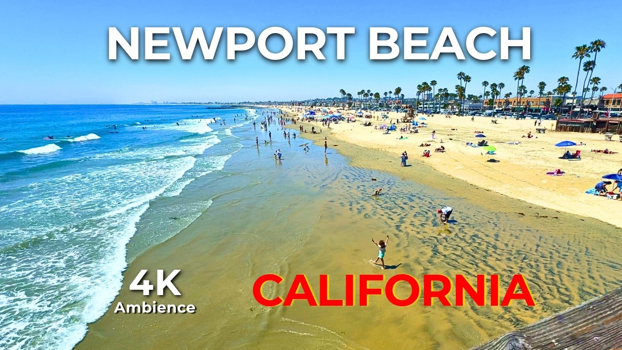 4K Walk: Newport Beach Orange County California | Pier & Boardwalk Ocean Ambience