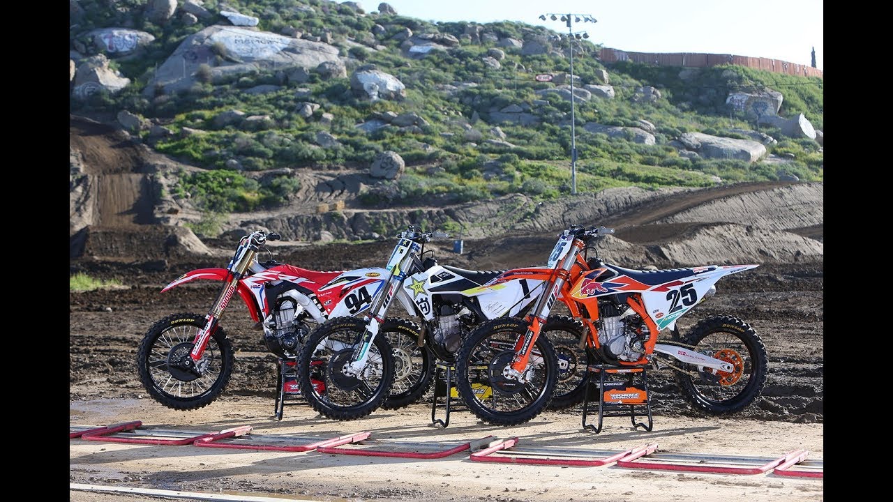 2019 KTM 450 SX-F Factory/Husqvarna FC 450 Rockstar/Honda CRF450R Works Edition Shootout
