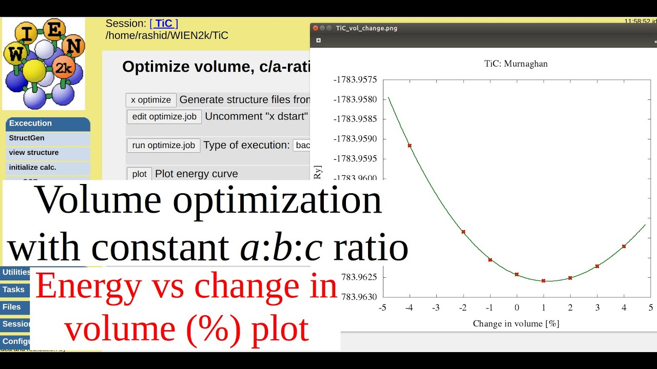 WT03: Оптимизация объема с постоянным соотношением a:b:c в WIEN2k
