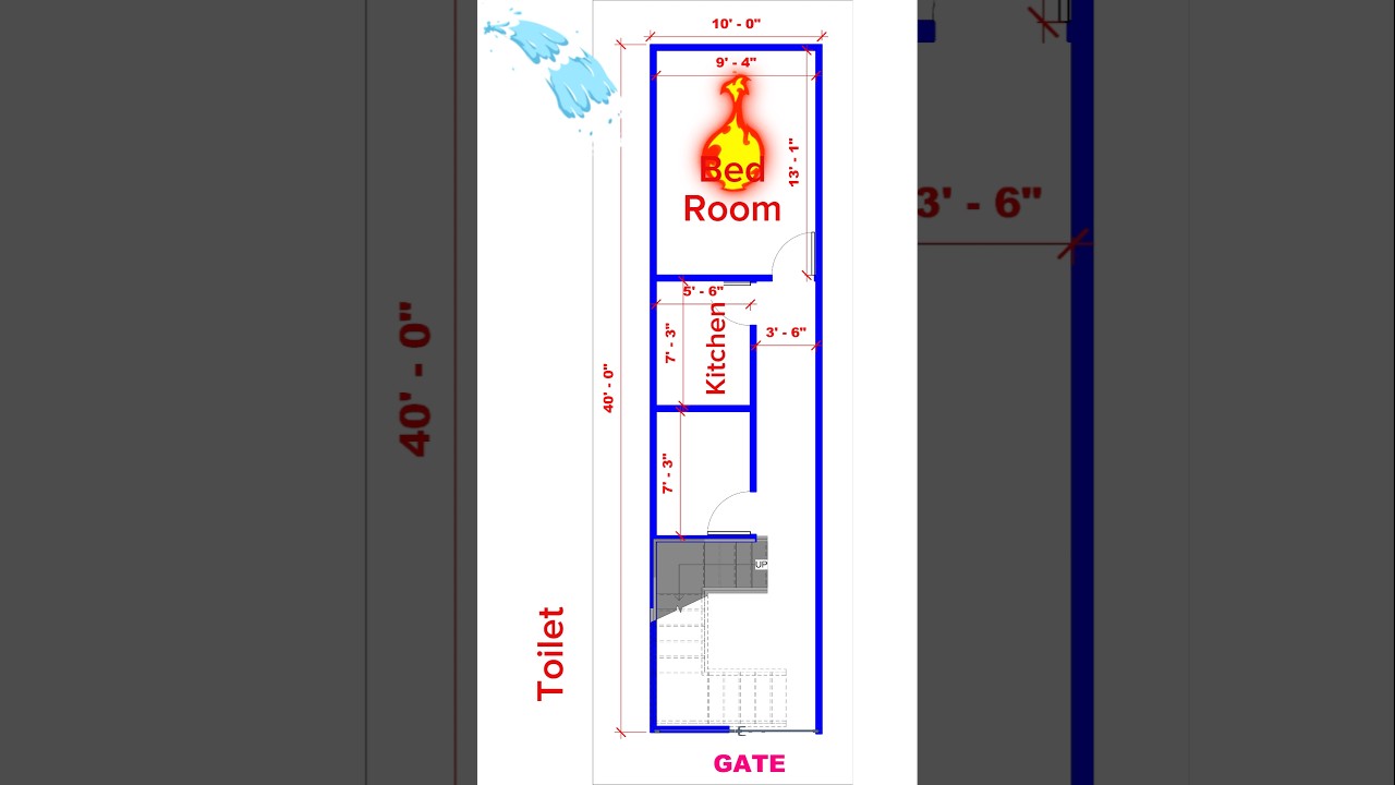 10X40 House Design | 10X40 House Plan | 10 By 40 House Plan | 10 40 House Plan#shortvideo#homedesign