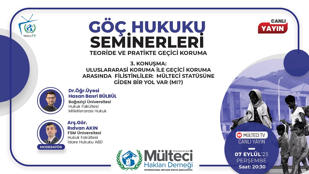 GÖÇ HUKUKU SEMİNERLERİ - 3  Uluslararasi Koruma İle Geçici Koruma Arasında  Filistinliler
