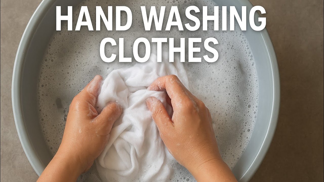 Hand washing laundry day.