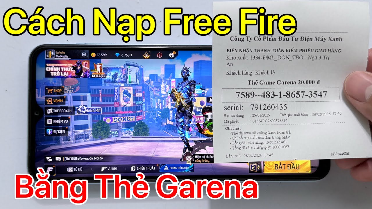 Cách nạp kim cương Free Fire bằng thẻ Garena
