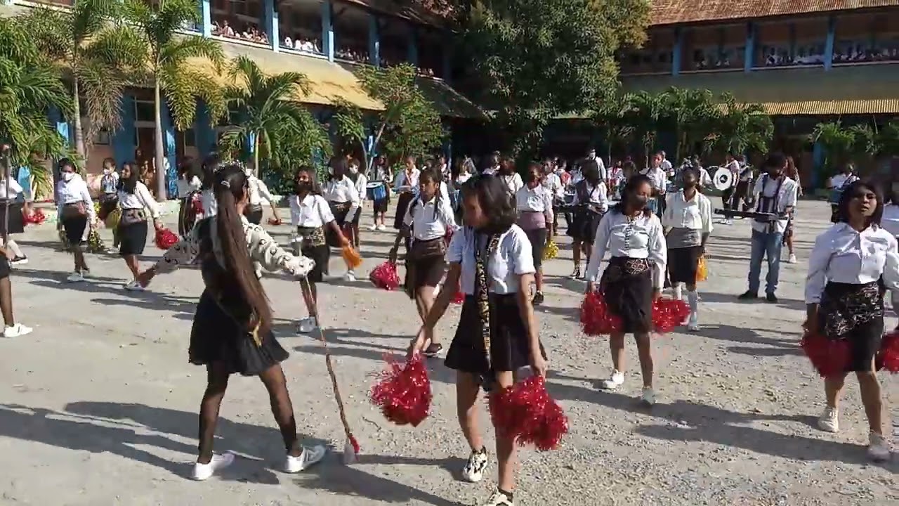 Aksi Cheers Drumband SMKN 3 Kupang yang sangat kompak - Perayaan HUT RI ke 77 tahun
