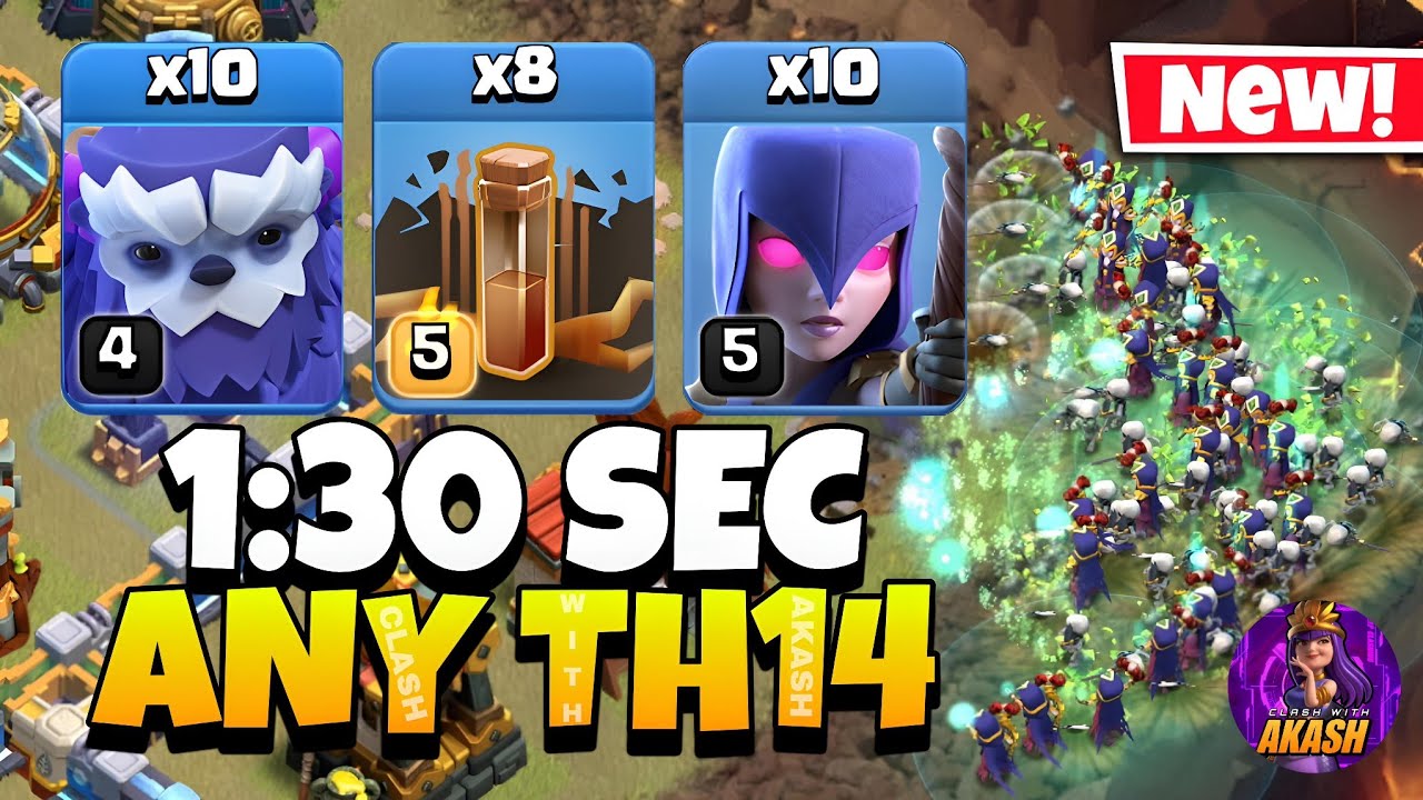 TH14 Yeti Witch Attack With 8 Earthquake Spell | Best TH14 Attack Strategy in Clash of Clans 🔥