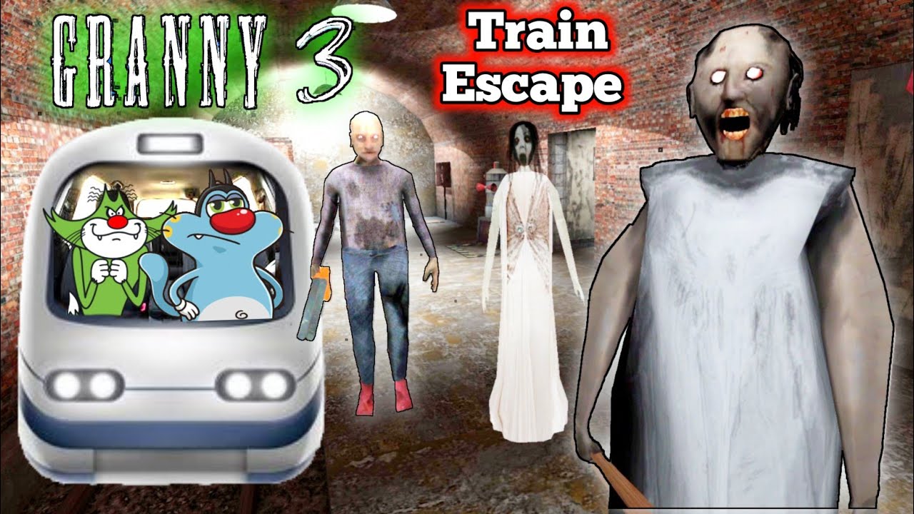 Train Escape In Granny 3 Pc Horror Game With Oggy and Jack