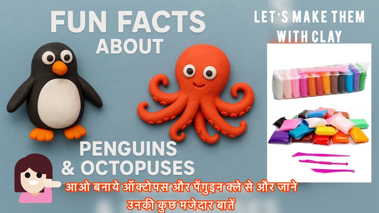 Octopus 🐙& Penguin with Clay| #educational #funfacts #clayart #clay #claycraft #school #diy 
